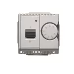 Simon Basic WMUR-02xxxx-4011 Regulator temperatury z czujnikiem wewnętrznym, 16A, 230V~. Montaż gniazda na wkręty do puszki; srebrny mat
