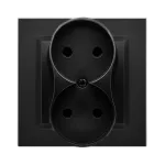 Simon 10 WC-GX2XXXX-01-49XX Gniazdo wtyczkowe bez uziemienia podwójne, monoblok, 16A, 250V~, zaciski śrubowe; czarny Kompletne - nie do ramek