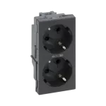 Simon Connect TSC-50010472-038 Gniazdo podwójne S500 Schuko 2x230V~ 16A; z sygnalizacją; śrubowe; szary grafit