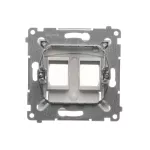 Simon 54 WMDA-P92xx1-043 Pokrywa gniazd teleinformatycznych IP44 na Keystone podwójna z polem opisowym, klapka transp.; srebrny mat Wymagana uszczelka IP44 do ramki