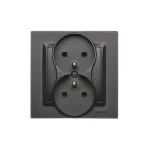 Simon 10 WC-GZ2XXXX-01-49XX Gniazdo wtyczkowe z uziemieniem podwójne, monoblok, 16A, 250V~, zaciski śrubowe; czarny Kompletne - nie do ramek