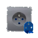 Simon Basic WMUW-01111x-4011 Gniazdo wtyczkowe DATA z uziemieniem i kluczem uprawniającym (moduł) 16A, 250V~, zaciski śrubowe; srebrny mat