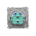 Simon Basic WMUW-01111x-4011 Gniazdo wtyczkowe DATA z uziemieniem i kluczem uprawniającym (moduł) 16A, 250V~, zaciski śrubowe; srebrny mat