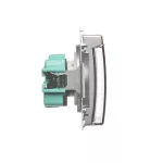 Simon Basic WMUW-53111x-4021 Gniazdo wtyczkowe z uziemieniem, z przesł. torów prądowych, bryzgoszczelne IP44 (moduł) 16A, 250V~, zaciski śrubowe, klapka transp.; srebrny mat