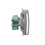 Simon Basic WMUW-53110x-4021 Gniazdo wtyczkowe z uziemieniem, bryzgoszczelne IP44 (moduł) 16A, 250V~, zaciski śrubowe. Klapka transparentna; srebrny mat