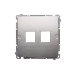 Simon Basic WMUK-P10000-4013 Pokrywa gniazd teleinformatycznych na Keystone płaska podwójna. Montaż na łapki lub wkręty; srebrny mat