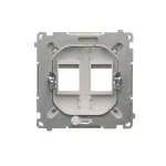 Simon Basic WMUK-P10000-4013 Pokrywa gniazd teleinformatycznych na Keystone płaska podwójna. Montaż na łapki lub wkręty; srebrny mat