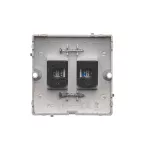 Simon Basic WMUK-0520F2-4011 Gniazdo komputerowe RJ45 podwójne kategoria 5e (moduł). Montaż gniazda na wkręty do puszki; srebrny mat