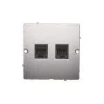 Simon Basic WMUT-0020x2-4011 Gniazdo telefoniczne RJ12 podwójne (moduł). Montaż gniazda na wkręty do puszki; srebrny mat