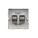 Simon Basic WMUT-0020x2-4011 Gniazdo telefoniczne RJ12 podwójne (moduł). Montaż gniazda na wkręty do puszki; srebrny mat