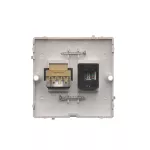 Simon Basic WMUM-0500F2-4011 Gniazdo komputerowe RJ45 kat.5e + telefoniczne RJ11 (moduł). Montaż gniazda na wkręty do puszki; srebrny mat