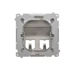 Simon Basic WMUK-P2xP0x-J013 Pokrywa gniazd teleinformatycznych na wkłady RJ typu: Panduit, skośna podwójna z polem opisowym. Montaż do puszki na wkręty; stal inox