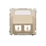 Simon Basic WMUK-P2xP0x-9013 Pokrywa gniazd teleinformatycznych na wkłady RJ typu: Panduit, skośna podwójna z polem opisowym. Montaż do puszki na wkręty; beż