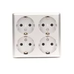 Simon 54 WMEW-22411N-043 Gniazdo poczwórne Schuko natynkowe z przesłonami torów prądowych wersja skandynawska 16A, 250V~, szybkozłącza; srebrny mat