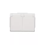 Simon 54 WMEW-32211x-101 Gniazdo podwójne Schuko natynkowe bryzgoszczelne IP44 z przesłonami wersja skandynawska 16A, 250V~, zaciski śrubowe; biały