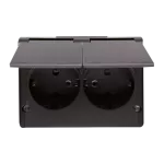 Simon 54 WMEW-32211x-048 Gniazdo podwójne Schuko natynkowe bryzgoszczelne IP44 z przesłonami wersja skandynawska 16A, 250V~, zaciski śrubowe; antracyt