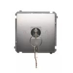 Simon Basic WMUL-0K04xx-4011 Łącznik roletowy z kluczem, 3 pozycyjny, „I-0-II” 2 styki N/O. Możliwość wyjęcia klucza w każdej pozycji; srebrny mat