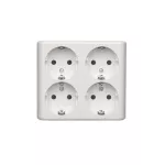 Simon 54 WMEW-22411x-101 Gniazdo poczwórne Schuko natynkowe z przesłonami torów prądowych wersja skandynawska 16A, 250V~, zaciski śrubowe; biały