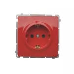 Simon Basic WMUW-02111x-A011 Gniazdo wtyczkowe z uziemieniem Schuko (moduł), z przesłonami torów prądowych, 16A, 250V~, zaciski śrubowe; czerwone