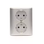 Simon 54 WMEW-12211C-043 Gniazdo podwójne Schuko podtynkowe z przesłonami torów prądowych wersja skandynawska 16A, 250V~, szybkozłącza; srebrny mat