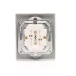 Simon 54 WMEW-12211C-043 Gniazdo podwójne Schuko podtynkowe z przesłonami torów prądowych wersja skandynawska 16A, 250V~, szybkozłącza; srebrny mat