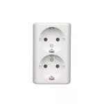 Simon 54 WMEW-22211N-101 Gniazdo podwójne Schuko natynkowe z przesłonami torów prądowych wersja skandynawska 16A, 250V~, zaciski śrubowe; biały