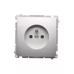 Simon Basic WMUW-00110C-4021 Gniazdo wtyczkowe z uziemieniem (moduł) 16A, 250V~, szybkozłącza; srebrny mat