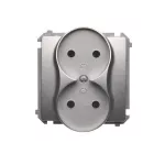 Simon Basic WMUW-00200M-4011 Gniazdo wtyczkowe podwójne bez uziemienia (moduł), Σ16A, 250V~, zaciski śrubowe; srebrny mat