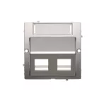 Simon Basic WMUK-P2x2xx-4013 Pokrywa gniazd teleinformatycznych na Keystone skośna. Montaż gniazda na wkręty do puszki; srebrny mat