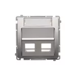 Simon Basic WMUK-P2x3xx-4013 Pokrywa gniazd teleinformatycznych na Keystone skośna podwójna z polem opisowym. Montaż na łapki lub wkręty; srebrny mat