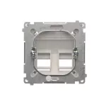 Simon Basic WMUK-P2x3xx-4013 Pokrywa gniazd teleinformatycznych na Keystone skośna podwójna z polem opisowym. Montaż na łapki lub wkręty; srebrny mat