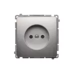 Simon Basic WMUW-00101x-4021 Gniazdo wtyczkowe bez uziemienia (moduł), z przesłonami torów prądowych 16A, 250V~, zaciski śrubowe; srebrny mat