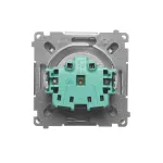Simon Basic WMUW-00101x-4021 Gniazdo wtyczkowe bez uziemienia (moduł), z przesłonami torów prądowych 16A, 250V~, zaciski śrubowe; srebrny mat