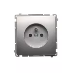 Simon Basic WMUW-00111x-4021 Gniazdo wtyczkowe z uziemieniem (moduł), z przesłonami torów prądowych, 16A, 250V~, zaciski śrubowe; srebrny mat