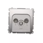 Simon Basic WMUA-03018z-4011 Gniazdo antenowe R-TV-SAT końcowe (moduł). 1x wejście: 5 MHz–2,4 GHz; srebrny mat Może być użyte jako gn.zakończ. do gn.przelot. R-TV-SAT