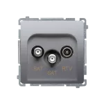 Simon Basic WMUA-03019z-4011 Gniazdo antenowe satelitarne podwójne końcowe SAT-SAT-RTV, (moduł). 2xwejście: SAT: 5–2400 MHz, RTV: 5–862 MHz; srebrny mat