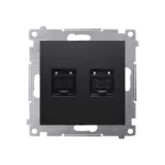 Simon 54 WMDK-0620xx-049 Gniazdo komputerowe podwójne RJ45 kategoria 6, z przesłoną przeciwkurzową (moduł); czarny
