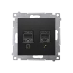 Simon 54 WMDK-0600xx-049 Gniazdo komputerowe RJ45 kategoria 5e + telefoniczne RJ12 (moduł); czarny