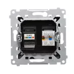 Simon 54 WMDK-0600xx-049 Gniazdo komputerowe RJ45 kategoria 5e + telefoniczne RJ12 (moduł); czarny