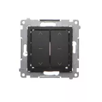 Simon 54 WMDL-042xx2-049 Łącznik roletowy podwójny (moduł) 10A, 250V~, szybkozłącza. W komplecie z pierścieniem dekoracyjnym; czarny