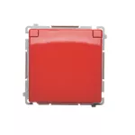 Simon Basic WMUW-50111x-A021 Gniazdo wtyczkowe z uziemieniem (moduł), z przesłonami torów prądowych, bryzgoszczelne IP44, 16A, 250V~, zaciski śrubowe; czerwone