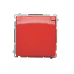 Simon Basic WMUW-50111x-A021 Gniazdo wtyczkowe z uziemieniem (moduł), z przesłonami torów prądowych, bryzgoszczelne IP44, 16A, 250V~, zaciski śrubowe; czerwone