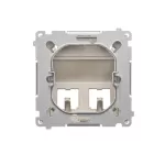 Simon Basic WMUK-P2xP0x-H013 Pokrywa gniazd teleinformatycznych na wkłady RJ typu: Panduit, skośna podwójna z polem opisowym. Montaż do puszki na wkręty; satynowy