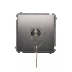 Simon Basic WMUL-0K04xx-J011 Łącznik roletowy z kluczem, 3 pozycyjny, „I-0-II” 2 styki N/O. Możliwość wyjęcia klucza w każdej pozycji; stal inox