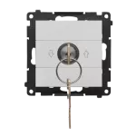 Simon 55 WMDL-0K013x-143 Łącznik na kluczyk roletowy chwilowy – przycisk (moduł) 3 pozycyjny „I-0-II” 2 styki N/O, 5 A, 250 V~; Aluminium mat