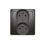 Simon Basic WMBW-102102-Y011 Gniazdo wtyczkowe z uziemieniem podwójne, niezmienność faz, z przesłonami, 16A, 250V~, zac. śrubowe. Kompletne - nie do ramek; czarny