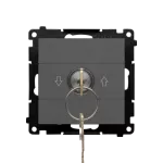 Simon 55 WMDL-0K013x-116 Łącznik na kluczyk roletowy chwilowy – przycisk (moduł) 3 pozycyjny „I-0-II” 2 styki N/O, 5 A, 250 V~; Grafitowy mat