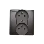 Simon Basic WMBW-102101-Y011 Gniazdo wtyczkowe z uziemieniem podwójne, z funkcją niezmienności faz, 16A, 250V~, zaciski śrubowe. Kompletne - nie do ramek; czarny