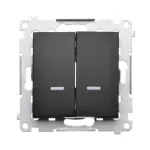 Simon 54 WMDL-07120x-049 Łącznik krzyżowy podwójny z podświetleniem bez piktogramu (moduł) 10AX, 250V~, szybkozłącza; czarny