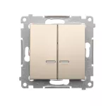 Simon 54 WMDL-551xxx-044 Łącznik świecznikowy z podświetleniem LED i do wersji IP44 (moduł) 10AX, 250V~, szybkozłącza; złoty mat Posiada wkładkę DU1W